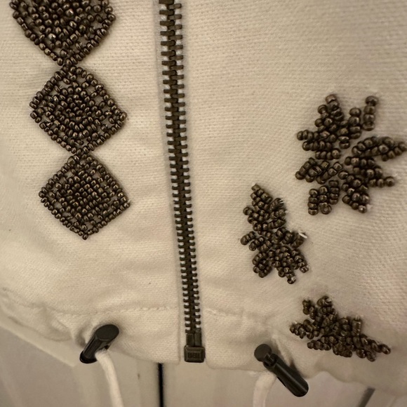 NWT Chico's White Denim Bomber Jacket 3 (xl) Stunning embellished design - Picture 3 of 5